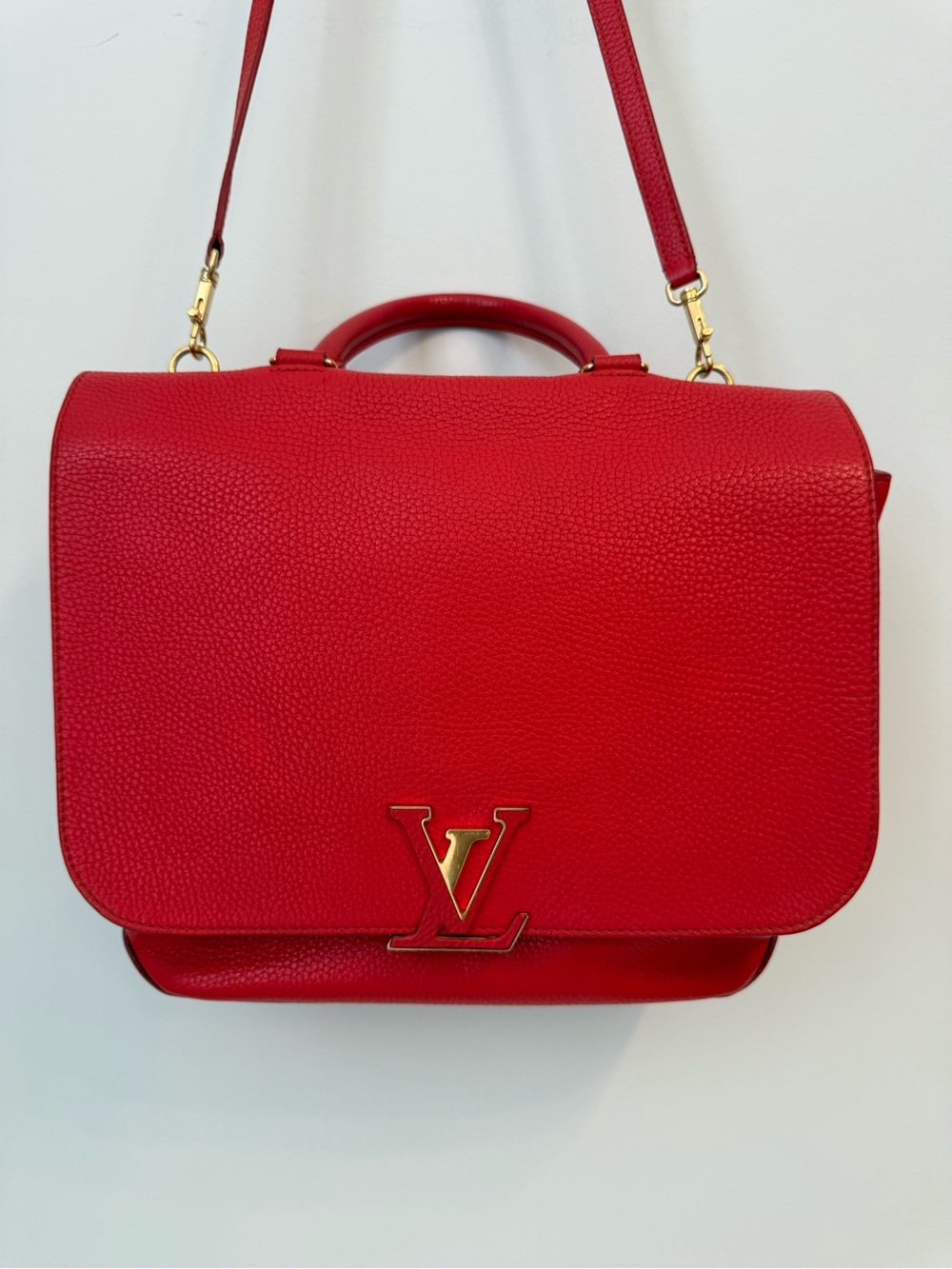Louis Vuitton Coquelicot Red Taurillon Leather Volta Bag Top Handle Crossbody